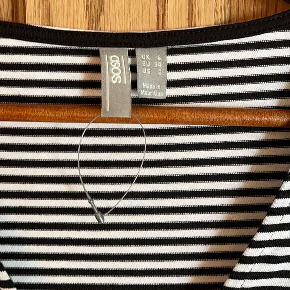 ASOS Dress *NWOT* Mini V Neck Button Through Smock Dress in Stripe - Picture 4 of 9
